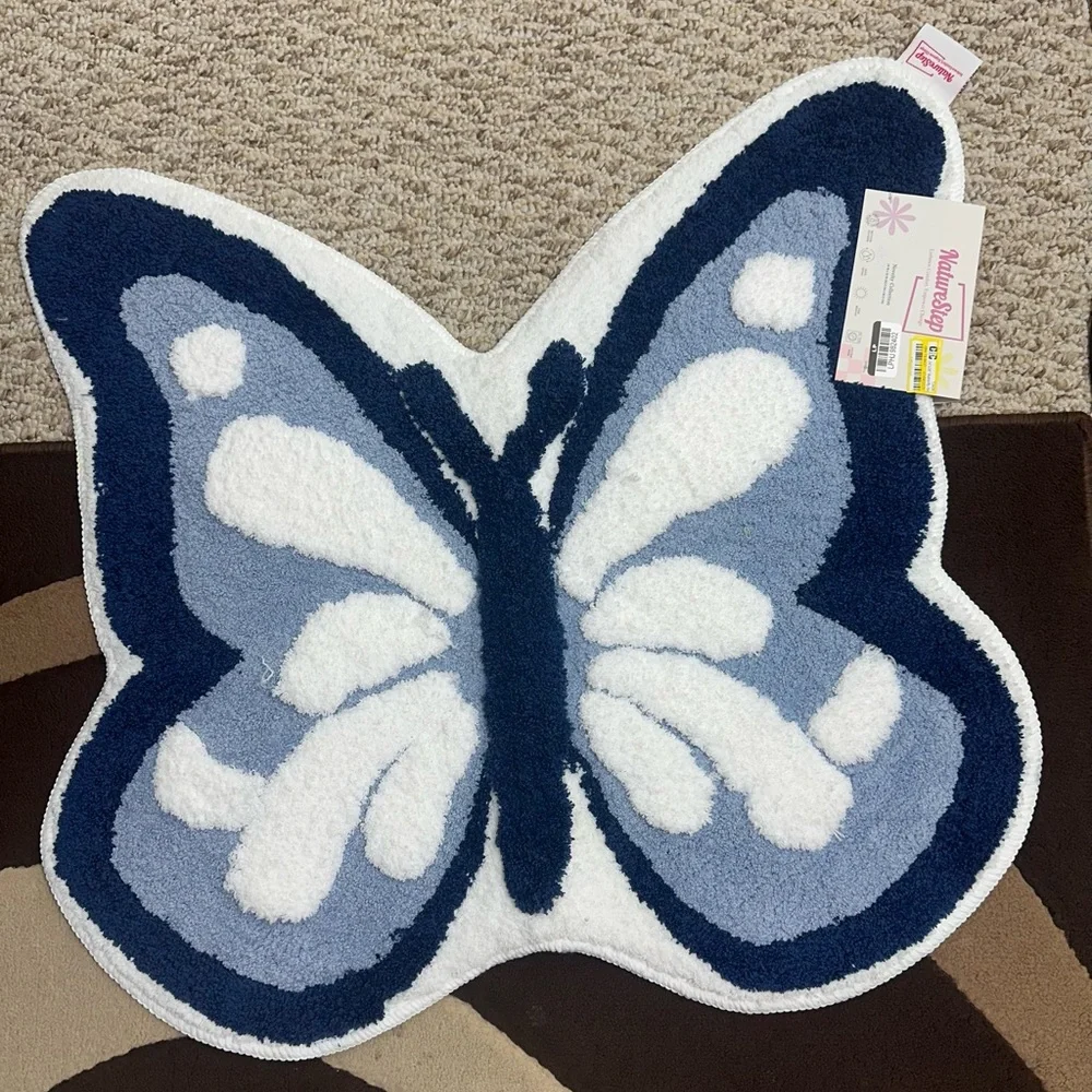 Target Butterfly Bath Mat - White and Blue